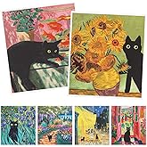 Deorfuy Black Cat Swedish Dishcloths for Kitchen - 6PCS Oil Painting Black Cat Swedish Cloths for Washing Dishes, Cotton Kitten Reusable Dish Towels, Washable Cleaning Sponge Gifts Fast Drying