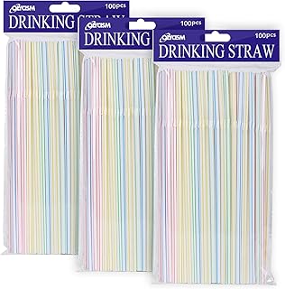 [300 Pack] Olycism Plastikstrohhalme Trinkhalme Einwegstrohhalme BPA Free Bulk Trinken Lieferanten Perfekt für Partys Bar Getränke Shops Startseite Strohhalme für Kinder und Erwachsene