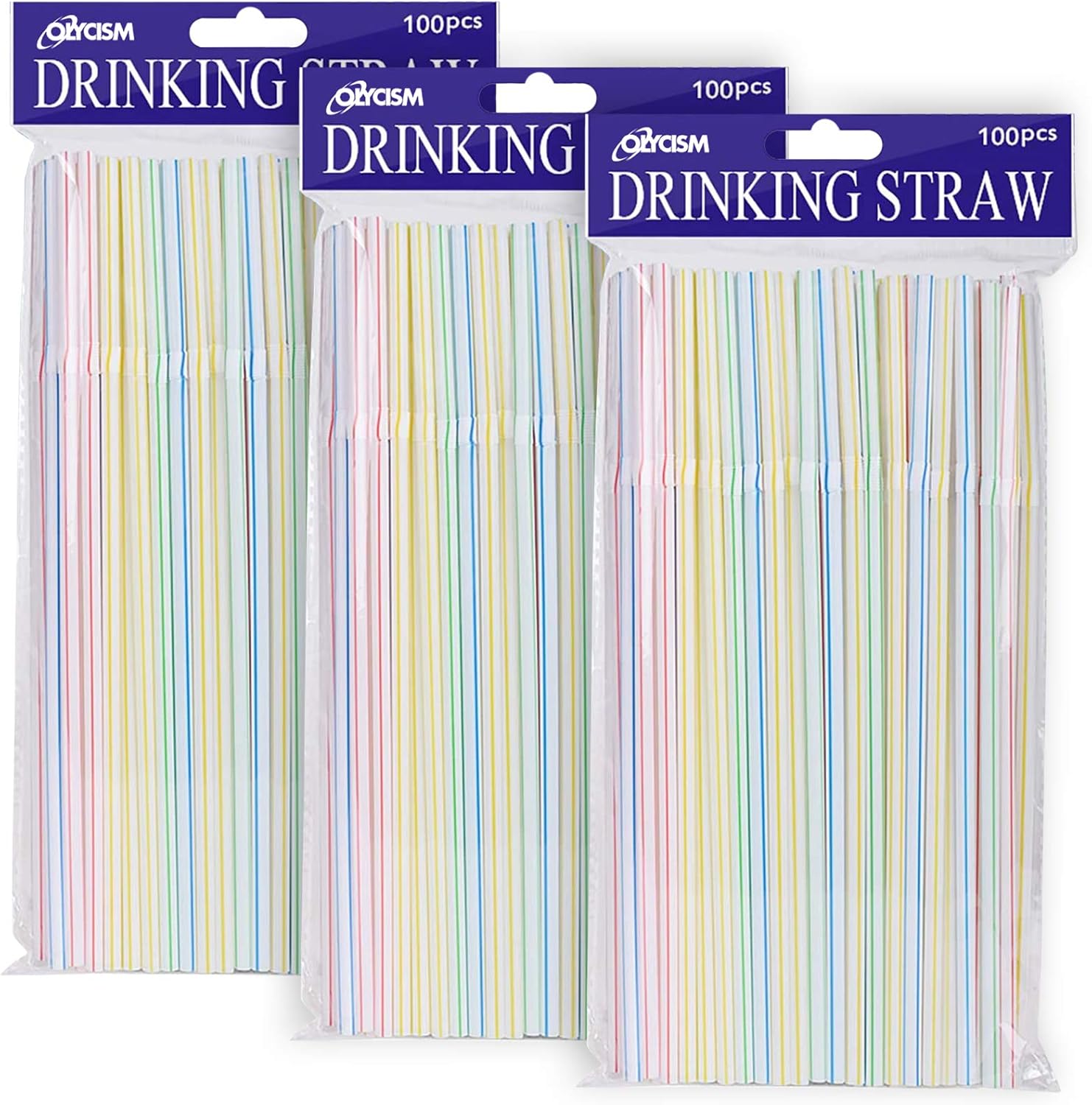 [300 Pack] Olycism Plastikstrohhalme Trinkhalme Einwegstrohhalme BPA Free Bulk Trinken Lieferanten Perfekt für Partys Bar Getränke Shops Startseite Strohhalme für Kinder und Erwachsene