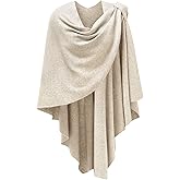 PULI Womens Large Cross Front Poncho Sweater Wrap Topper Knitted Elegant Shawls Cape for Fall Winter