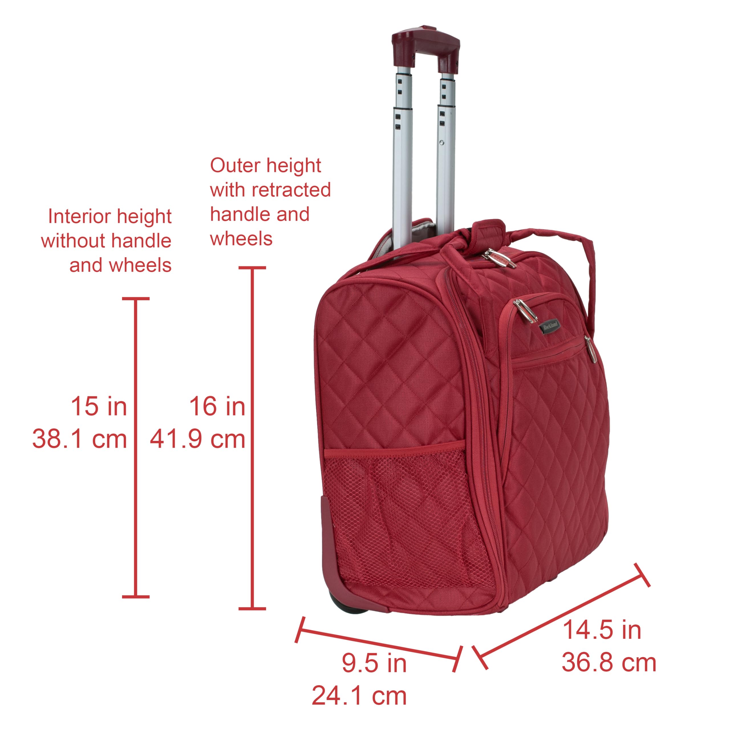Rockland Melrose Upright Wheeled Underseater Luggage, Red, Carry-On 15-Inch