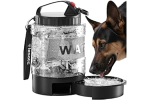 lesotc Dog Travel Water Bottle Portable with Pull-Out Drinking Bowl, 77oz Large Travel Water Bowl Dispenser for Dogs Camping Essentials Hiking Beach Road Trip Park Walking On The Go Must Haves, Black