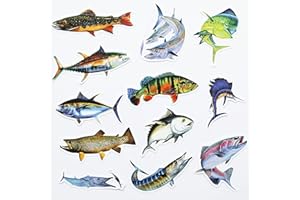 MIROSAN 50Pcs Funny Fishing Rod Decals Grouper Bass Trout Sailfish Stickers Fishing Decals for Trucks Window Boat (Fishes)