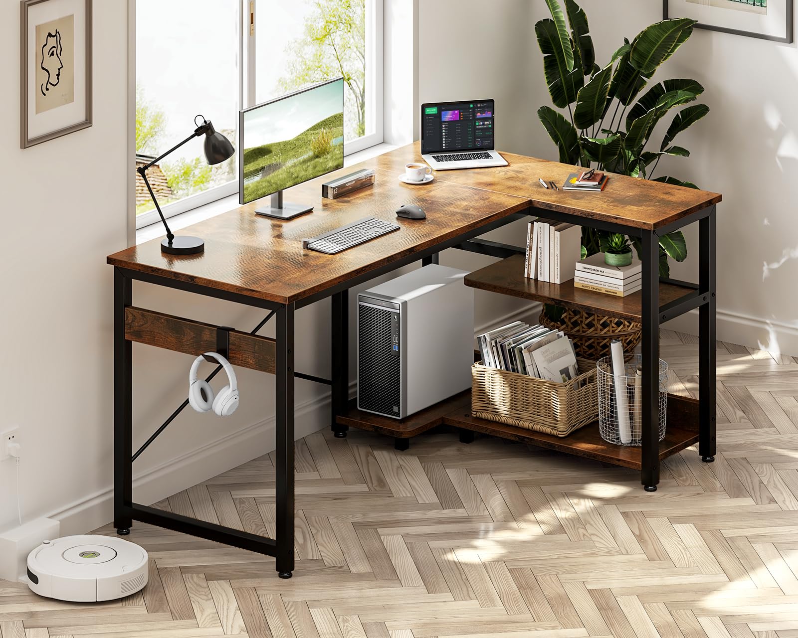 Casaottima L Shaped Computer Desk, 40 Inch Small Corner Desk With ...