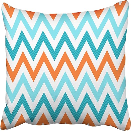 Amazon Com Tarolo Decorative Orange Aqua Blue Chevron Pattern
