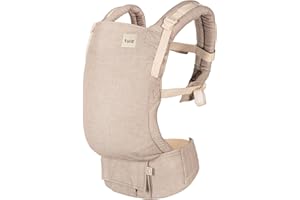 Baby Tula Linen Panel Free-to-Grow Baby Carrier - Adjustable, Comfortable, Newborn to Toddler Carrier - Ergonomic Fit for 7lbs to 45lbs - Plant-Based Fabric - Back & Front Carry Options - Sand (Tan)