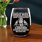 Lucy Engraving Engraved Stemless Wine Glass Gifts for Wife - Funny Valentines Gifts for Her, Birthday Gift from Husband, Anniversary Presents for Women, Mothers Day Gifts