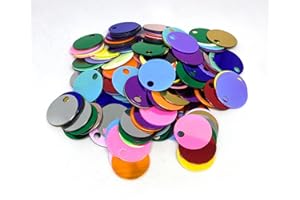 BIHIZLI 20 mm Flat Round Sequin Paillettes, 285 Pcs 20 mm, Hole 4 mm Mix Color Assortment Acrylic Sequin - 1,76 Ounce (50 Grams) (Mix)