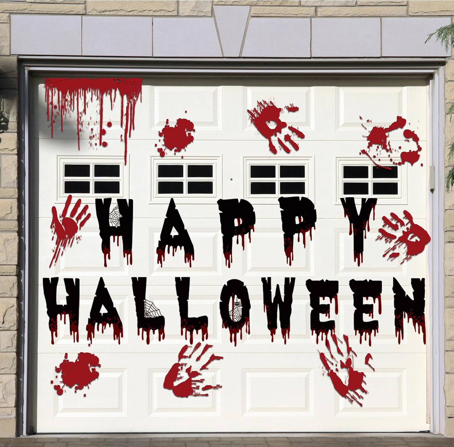 Garage Door Decorations - Ceenna 22 Pcs Halloween Garage Door Magnets Stickers Halloween Garage Door Decorations Bloody Handprint Magnets Stickers Reflective Car Magnetic Stickers Halloween Refrigerator Magnets Decal for DIY