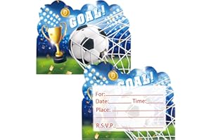 20PCS Soccer Birthday Party Invitations, Fun-Filled Game Theme for Boys and Girls, Soccer Theme Party Decorations Supplies, S