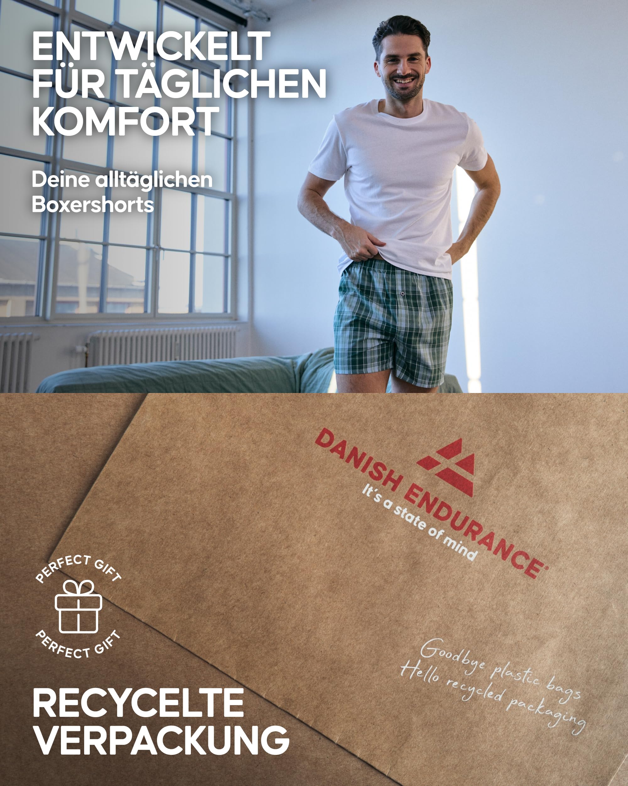 DANISH ENDURANCE American Boxershorts (4er|6er Pack), 100% Bio-Baumwolle, für Herren & Jungen, Blau/Grau Mix 6er Pack, L 5