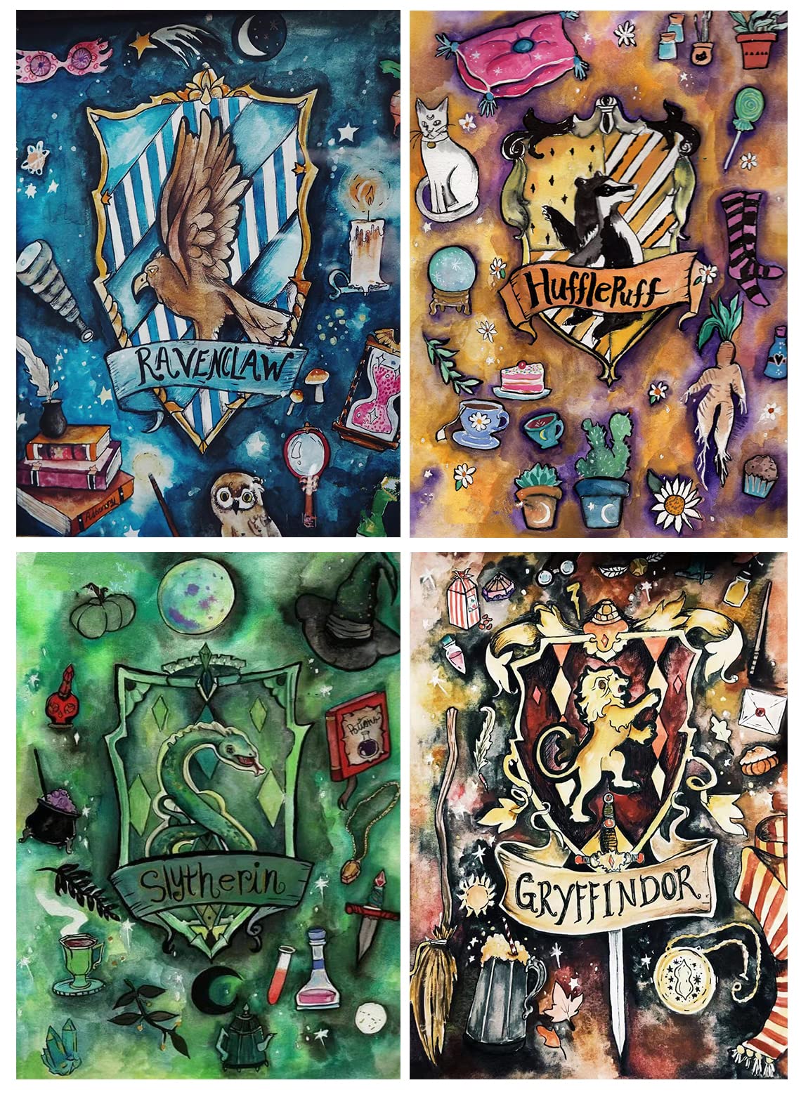 KEYRANKE 4 Pack Diamond Painting Harry Potter Diamond Art for Kids, Harry Styles Diamond Art Kits Crystal Craft Kits Boy Girl UK DIY Full Drill Picture for Christ-mas Gift (12x16inch)