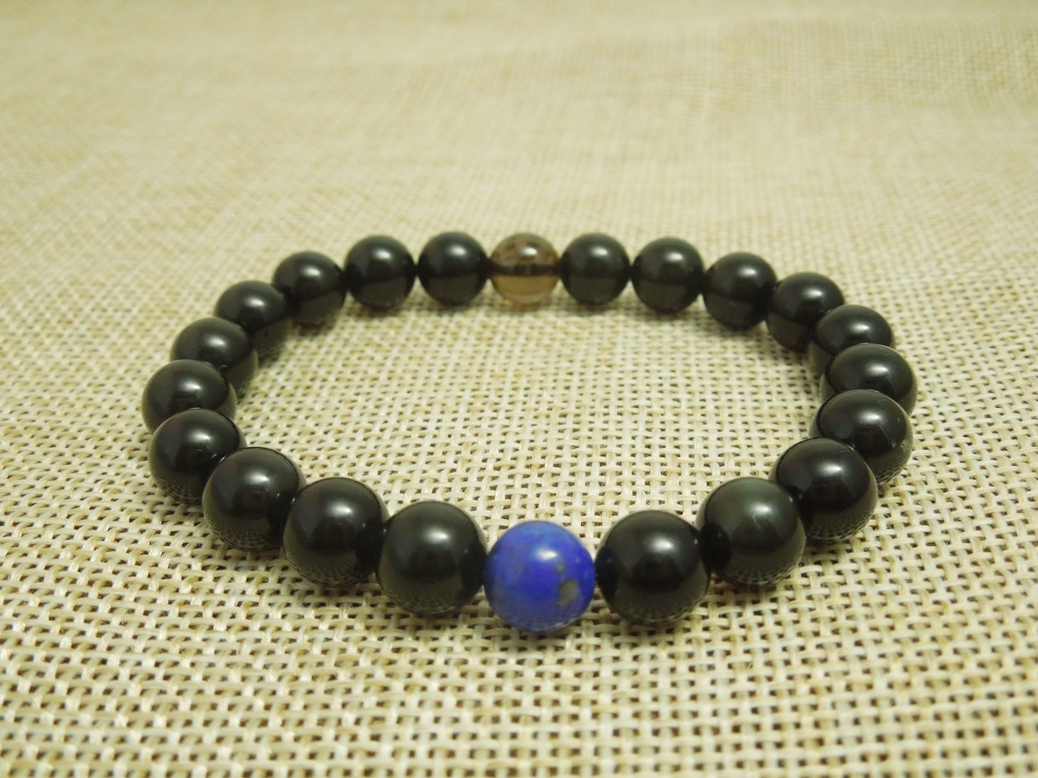 COLORFEY Women\'s Fashion Bracelets with 8mm Black Genuine Gemstone Yoga Balancing Healing Chakra Energy Beads Lucky Charm Bracelet(Lapis Lazuli)