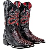 Joe Boots Exotic Python Leather Print Men's Western Boot: Square Toe Cowboy, Rodeo Boots Bi-tone