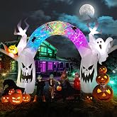 EBANKU 10FT Halloween Inflatable Decoration Colorful Pumpkin Ghost | Decorations with Build-in Led,Blow Up Yard Inflatables for Party Indoor,Outdoor,Lawn,Garden Decor
