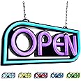 Open Sign by Element Lux - 49 Color Combinations - Neon LED Open Sign for Business Window - Bright Sign for Restaurant, Coffee, Bar, Spa w Remote - 16 x 7.5in