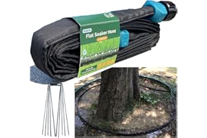 Secbulk 2025 Flat Soaker Hose 10 ft with Stakes for Garden, 10ft Linkable Drip Hose Diy Garden Irrigation System Saving 80% Water, Dual-layer Leak-free Design Water Hose with Holes