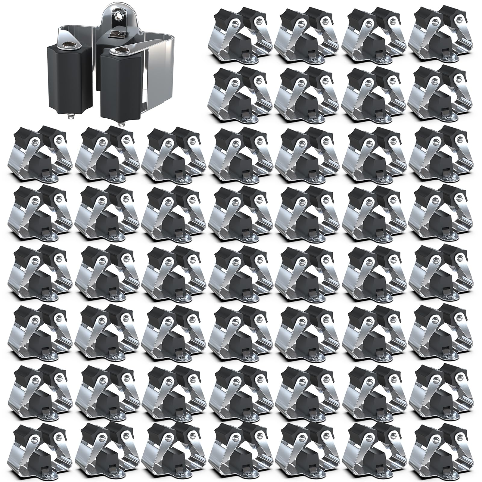 3-H Broom Holder 50 Pack,Mop Holder Wall Mounted,Broom Holder Wall Mounted for Garage Garden Shed Storage System Laundry Room Home Kitchen(Black)