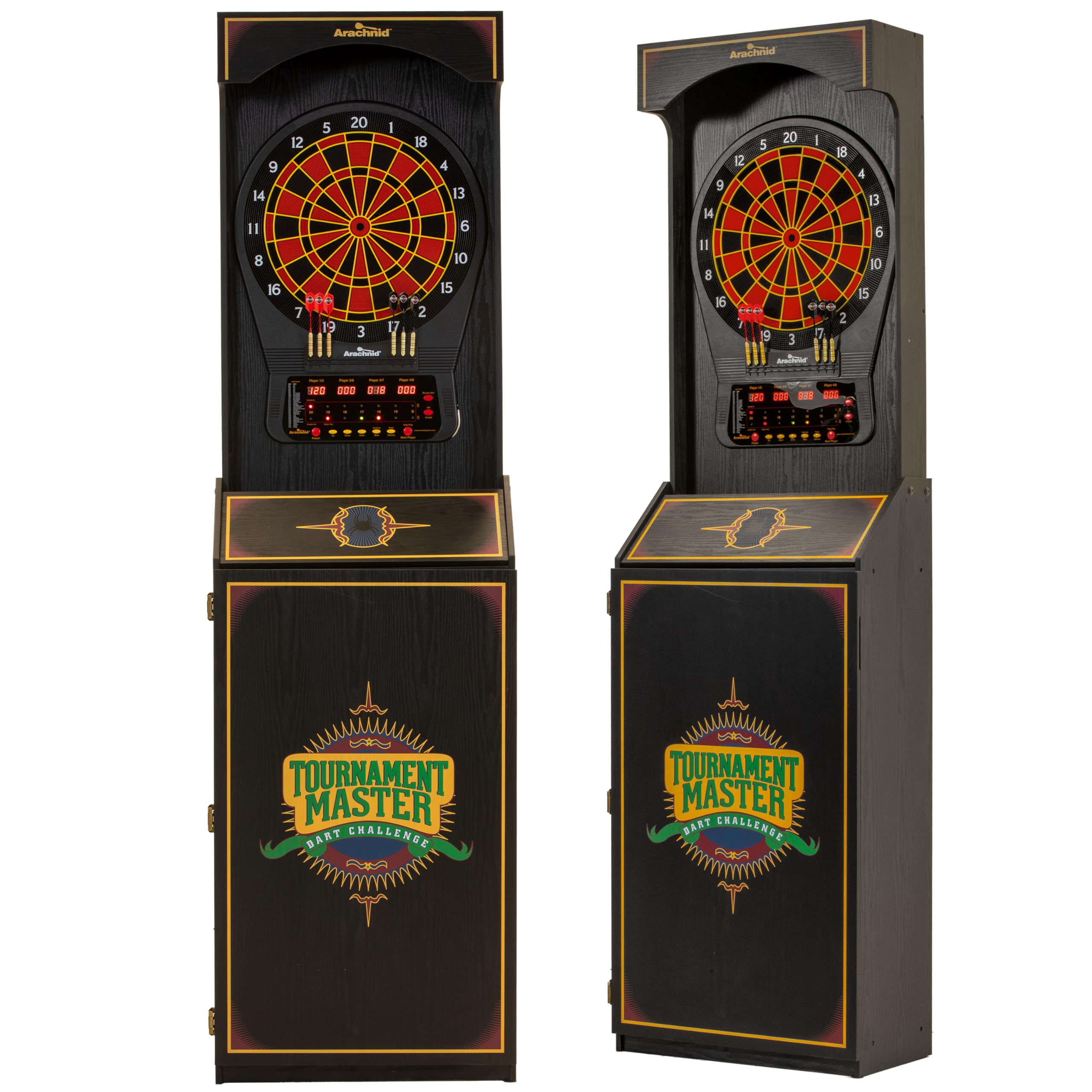 Photo 1 of Arachnid Cricket Pro 650 Standing Electronic Dartboard with 24 Games, 132 Variations, and 6 Soft-Tip Darts Included, Brown,E650FS-BK3