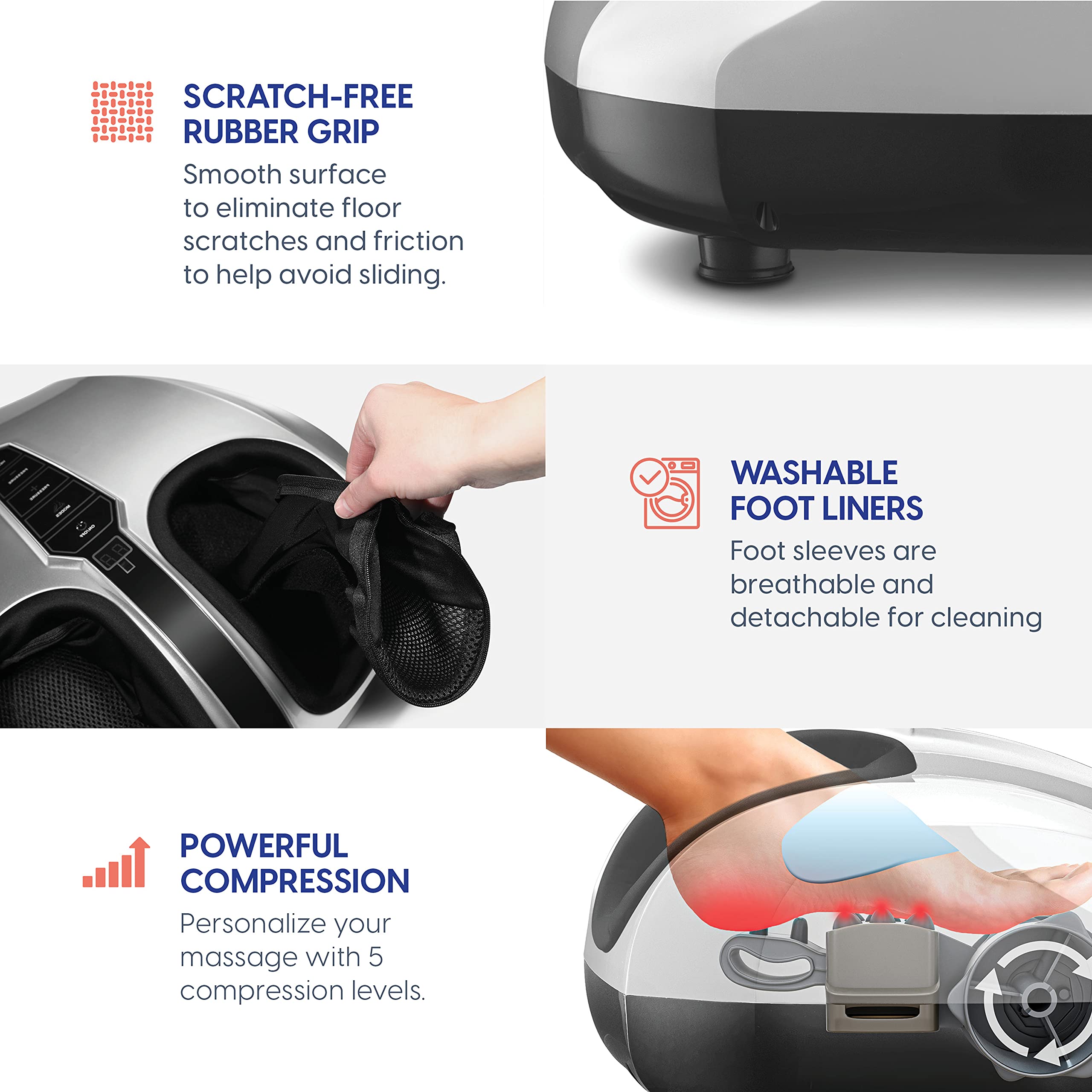 Belmint Shiatsu Foot Massager Machine - Electric Deep-Kneading Foot and Heel Pain Relief Massage with Switchable Heat, Air Compression for Plantar Fasciitis and Neuropathy with Non-Slip Rubber Feet