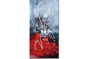 zoinart Abstract Large Vertical Canvas Wall Art 24x48 Inches Hand Painted Modern Colorful Oil Paintings Red Artwork for Living Room Aisle Bedroom Dining Room Wall Decor