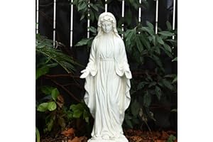 LUXENHÖME LuxenHome Virgin Mary Statue Outdoor, 30'' Religious Garden Statue, Blessed Mother Outdoor Statue, Virgen De Guadalupe Statues, Large Outdoor Garden Statues/Sculptures Decorations, Ivory