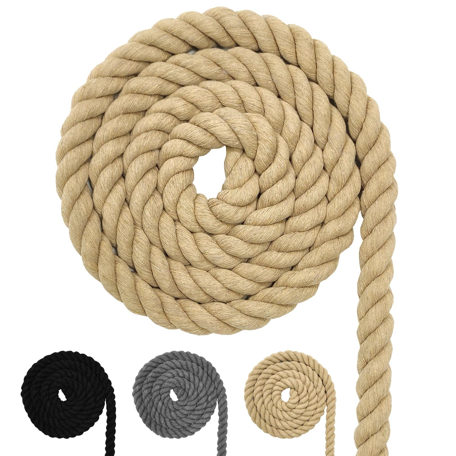 Cotton Cord, Light Brown Macrame Yarn Rope, Many Sizes, Cotton Rope for DIY Crafts, Gifts (Light Brown 20 mm (5 M))