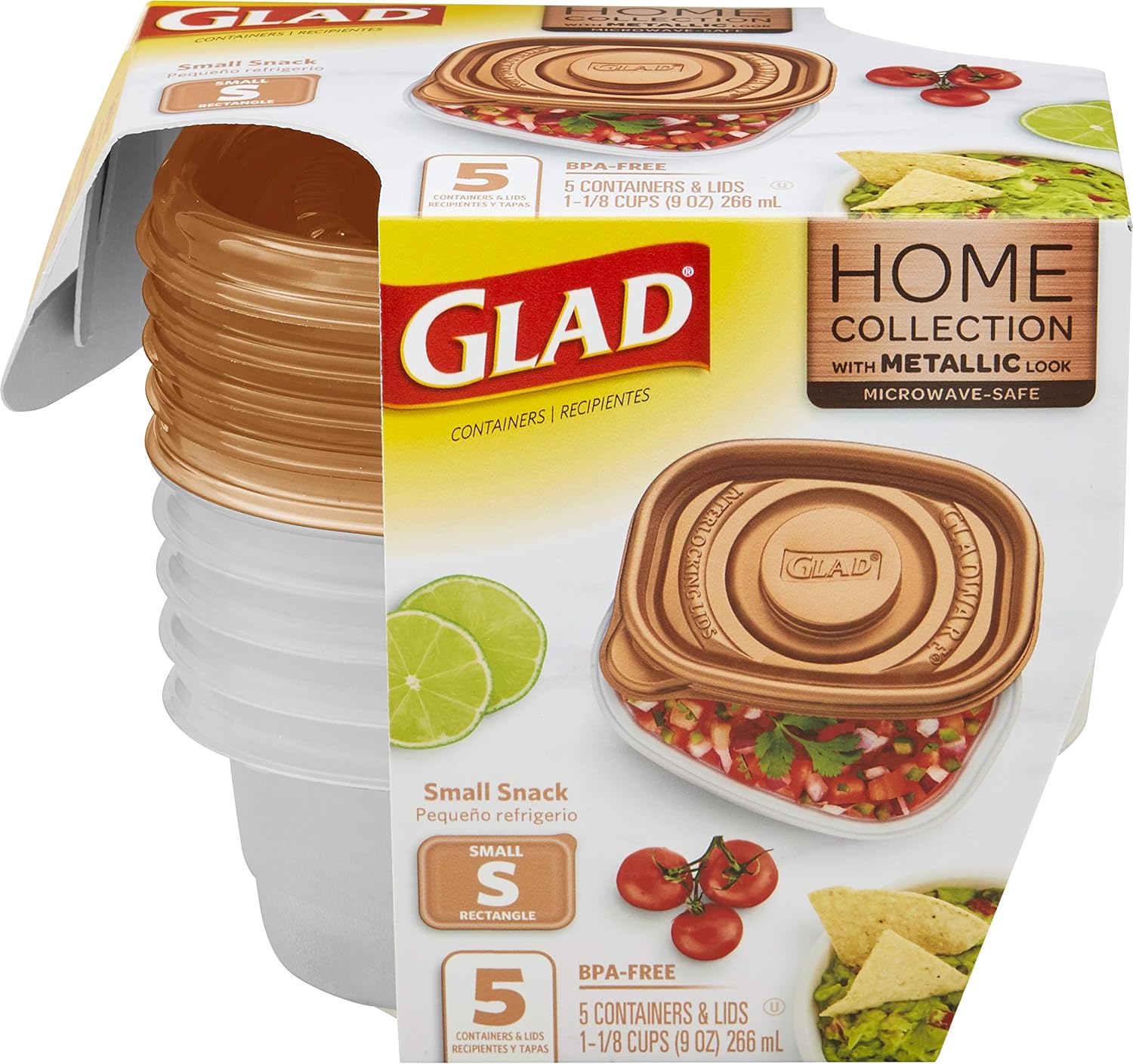 GladWare Home Snack Food Storage Containers, Small Rectangle Holds 9