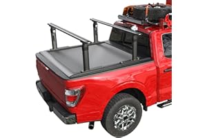 TRUMGETA Ladder Rack for Truck with T-Slot Tonneau Covers, 800 LBS Capacity Truck Bed Rack, 19"-25" Height-Adjustable Aluminum Truck Ladder Racks, Fit for Ford F150/Ram 1500/Chevy Silverado/Sierra