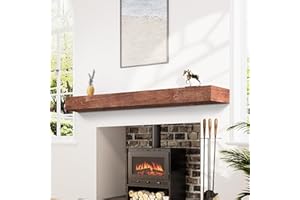 Weyderk 72 Inch Fireplace Mantel, Wall-Mounted Wood Mantel Shelf for Over Fireplace, Handcrafted Floating Mantel Shelf with Invisible Heavy Duty Bracket, 72 Inch, Walnut