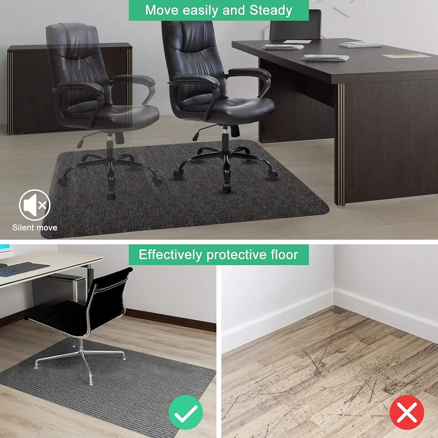 Office Chair Mat for Hardwood Floor, 55"x35"Chair Mat Protector Mat, 0.16" Thick Anti-Slip Computer Desk Mat for Home and Office Chair, Rolling Chair, Multi-Purpose Chair Carpet (Dark Gray): Kitchen & Dining