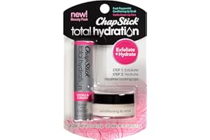 ChapStick Total Hydration Vanilla Cream Moisturizing Lip Balm and Fresh Peppermint Conditioning Lip Scrub Beauty Pack, Lip Care - 0.12 Oz Lip Balm Tube, 0.27 Oz Lip Scrub