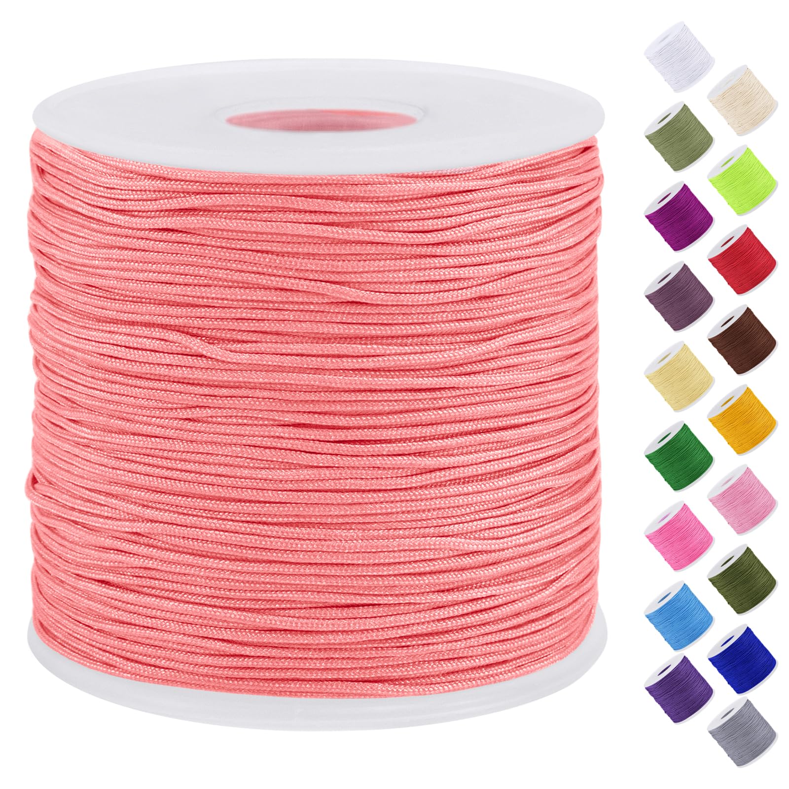 Uiopa Nylon Cord, 0.7mm x 131 Yards Nylon String for Bracelet Making, Beading Thread Bracelet Cord for Necklace, Jewellery Making, Macrame, DIY Crafts, Coral Red