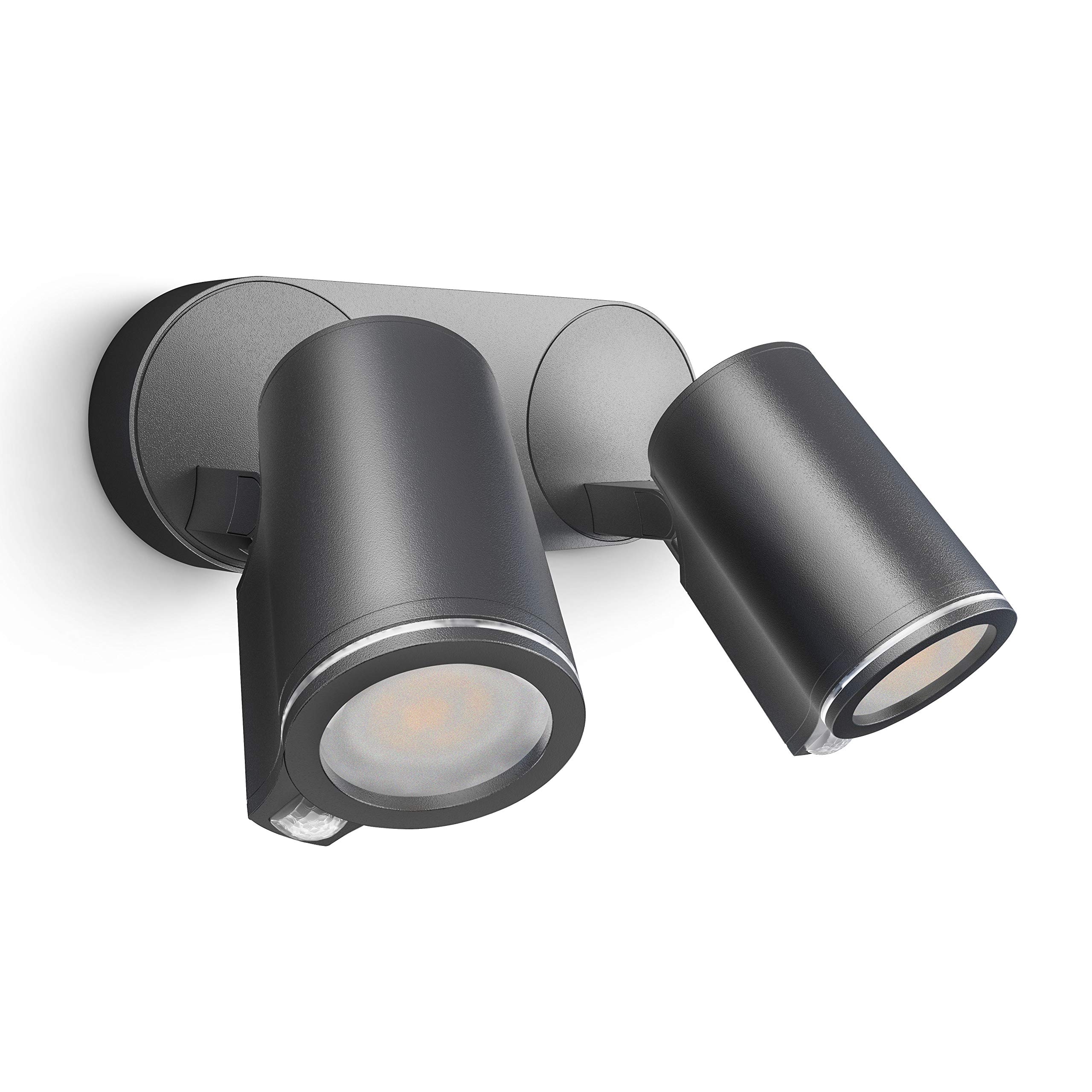 Steinel Spot Duo S Spotlight, 90° Motion Detector, Including LED Lamp, can be Networked by Cable, Aluminium, 14.95 W, Anthracite