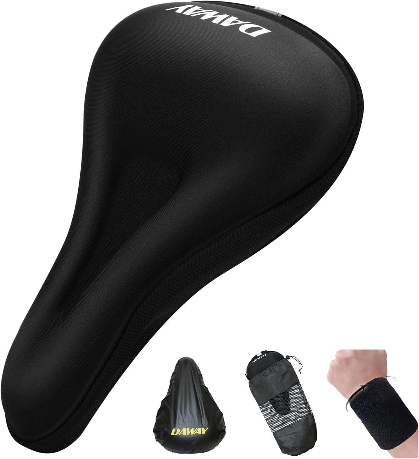 DAWAY Comfortable Bike Seat Cover C7 Soft Gel & Foam Padded Exercise Bicycle Saddle Cushion