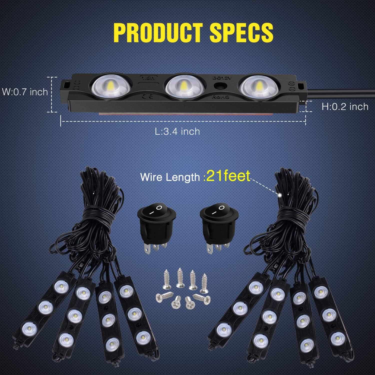 Nilight 8PCS 24LED Rock Light for Cargo Truck Pickup Bed Off Road Under Car Side Marker LED Rock Lighting Kit w/Switch White, 2 Years Warranty: Automotive