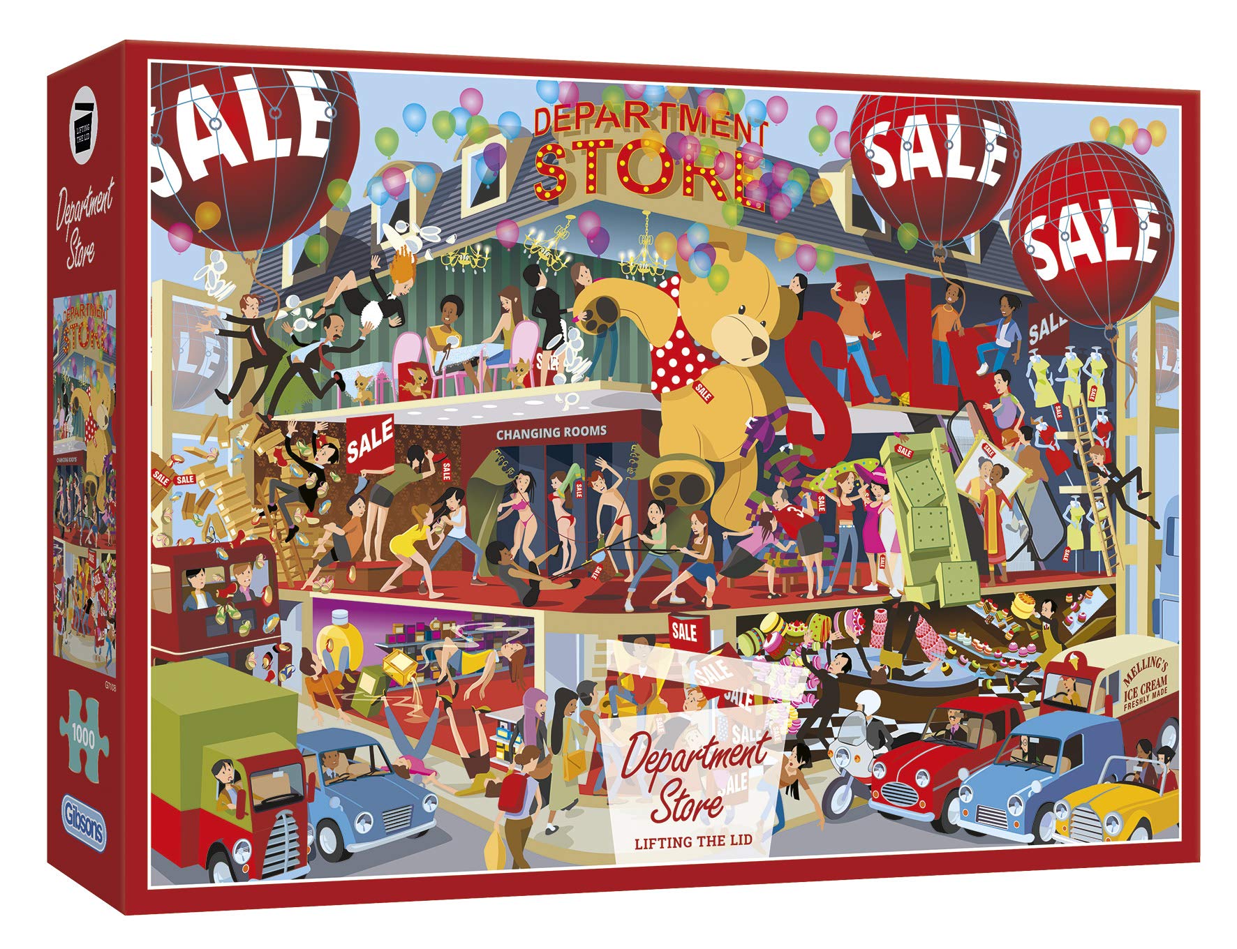 Lifting the Lid - Department Store | 1000 Piece Jigsaw Puzzle | Crazy Cartoon Puzzle | Sustainable Puzzle for Adults | Premium 100% Recycled Board | Great Gift for Adults | Gibsons Games