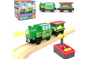 Z MAYABBO Wooden Train Accessories Battery Operated Locomotive Train, Remote Control Train for Track Set, Powerful Engine Train Vehicles Fit All Major Brands Track Railway System (Battery Not Included)