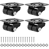 Finnhomy 1 Inch Caster Wheels Set of 4 Heavy Duty Low Profile Plate Swivel Casters Premium Solid Nylon Double Wheels 1,100 Lbs Anti-wear Furniture Casters Extra-Wide Smooth for Bed Workbench Black