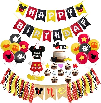 Amazon Com Mickey Mouse First Birthday Party Decorations Mickey