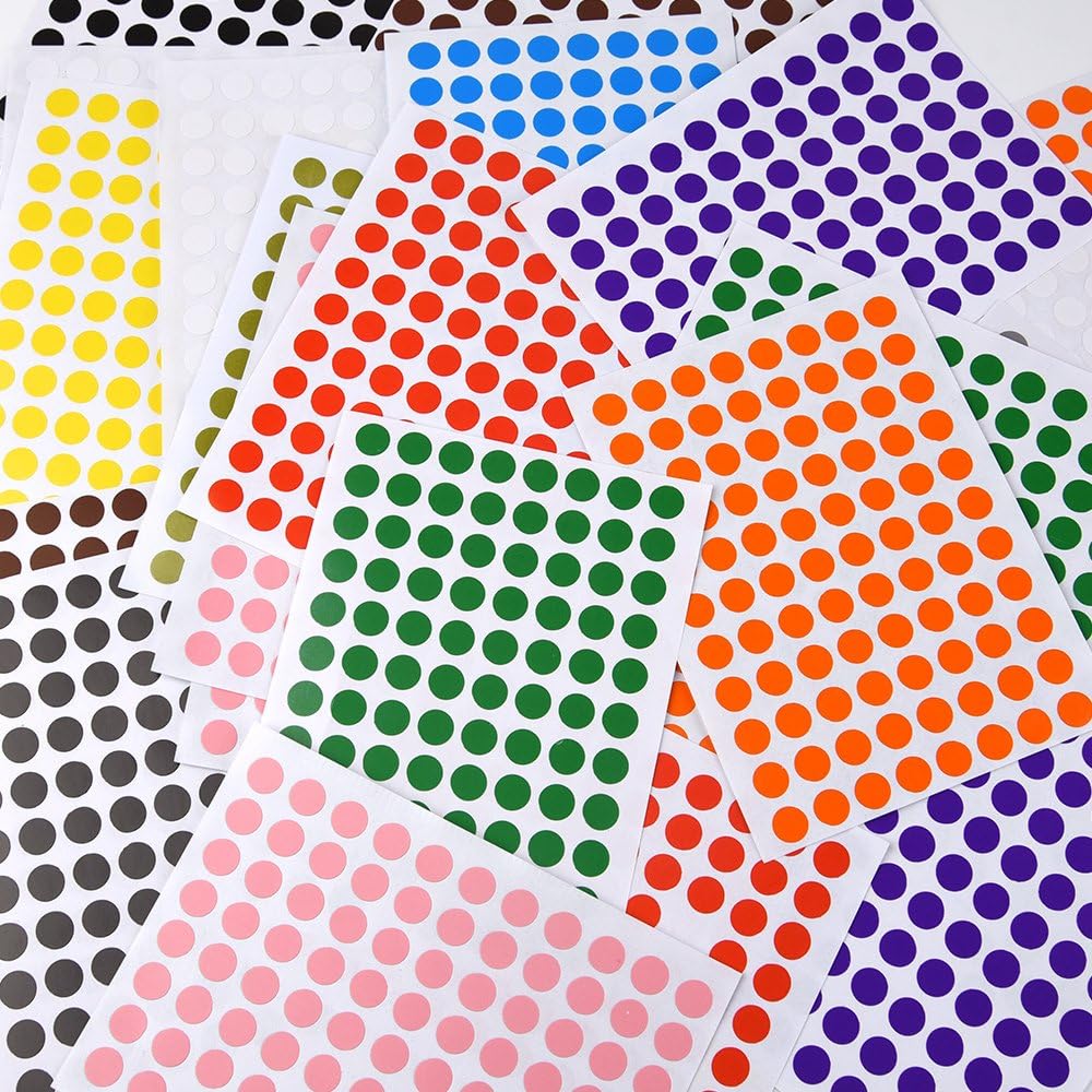 Kuuqa 36 Sheets 8mm Color Coding Labels Small Round Dot Stickers Sticky Marking Labels (3168 Dots), Multicolor, 8 millimetres - Image 5