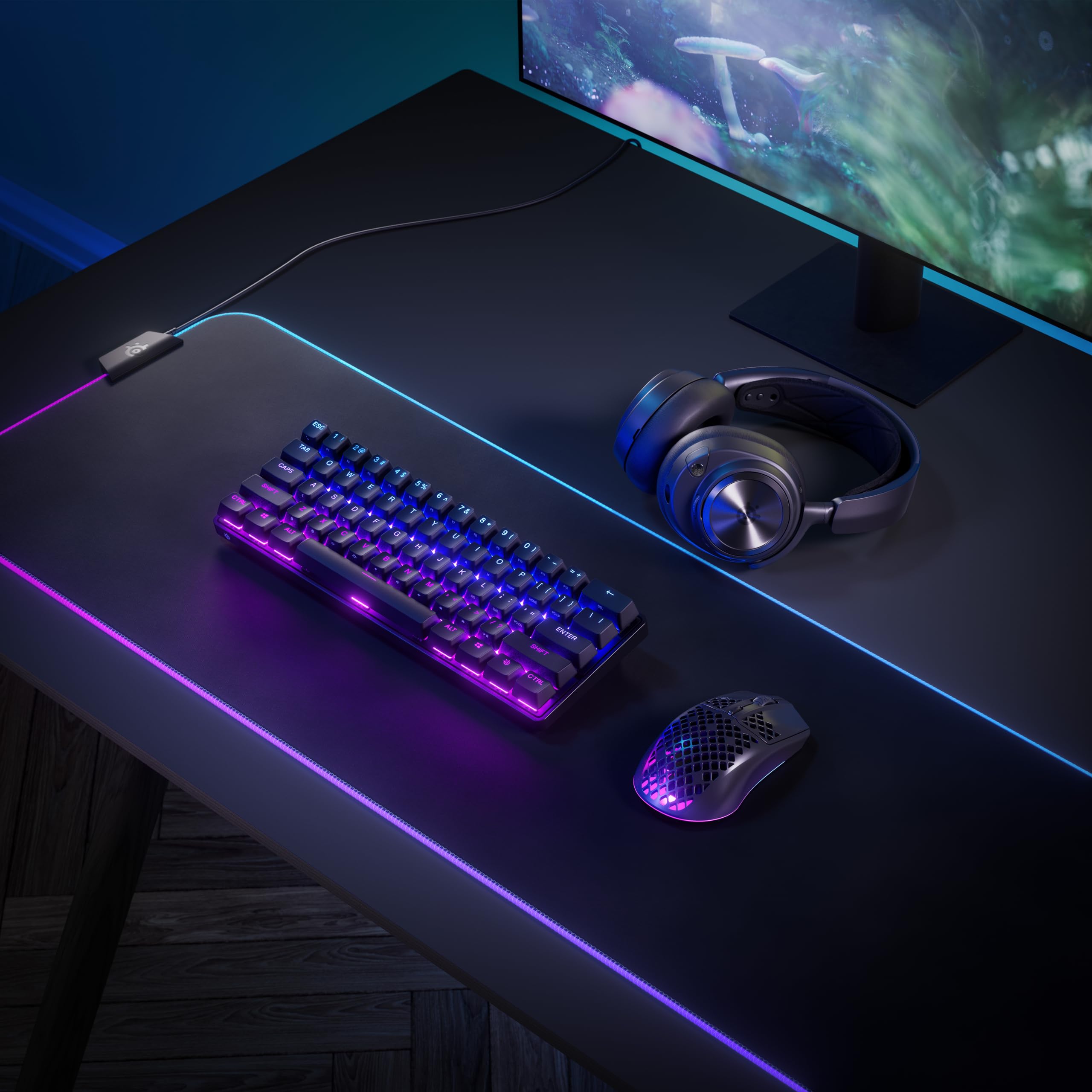 SteelSeries Apex Pro Mini Wireless HyperMagnetic Gaming-Tastatur – Die weltweit schnellste Tastatur – 60%-Formfaktor – RGB – PBT-Keycaps – Bluetooth – 2,4 GHz – USB-C – Deutsches Tastatur QWERTZ 2