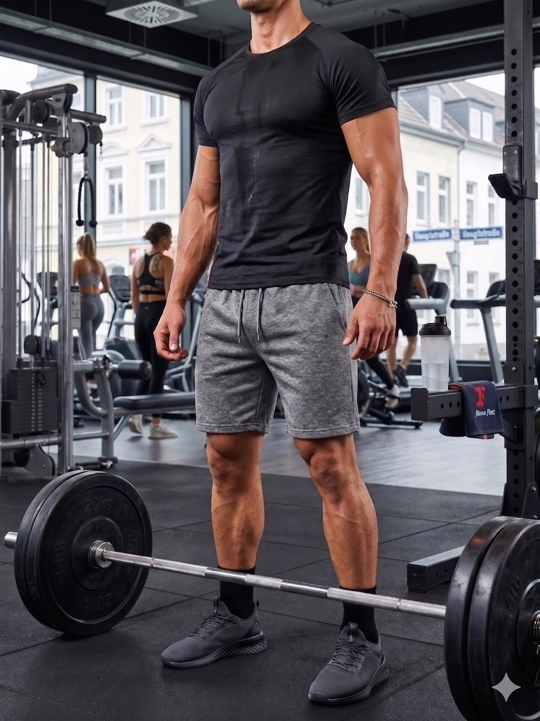 COMEOR Shorts Herren mit Reißverschluss - Baumwolle Kurze Hosen, Sporthose Kurz Männer Bermuda Jogginghose, Laufshorts Sommer Trainingshose (Dunkelgrau, XXL) 3