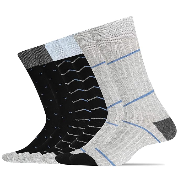 WANDER Men's Dress Socks Cotton Thin Novelty lightweight Socks 8 pairs Solid Soft Breathable