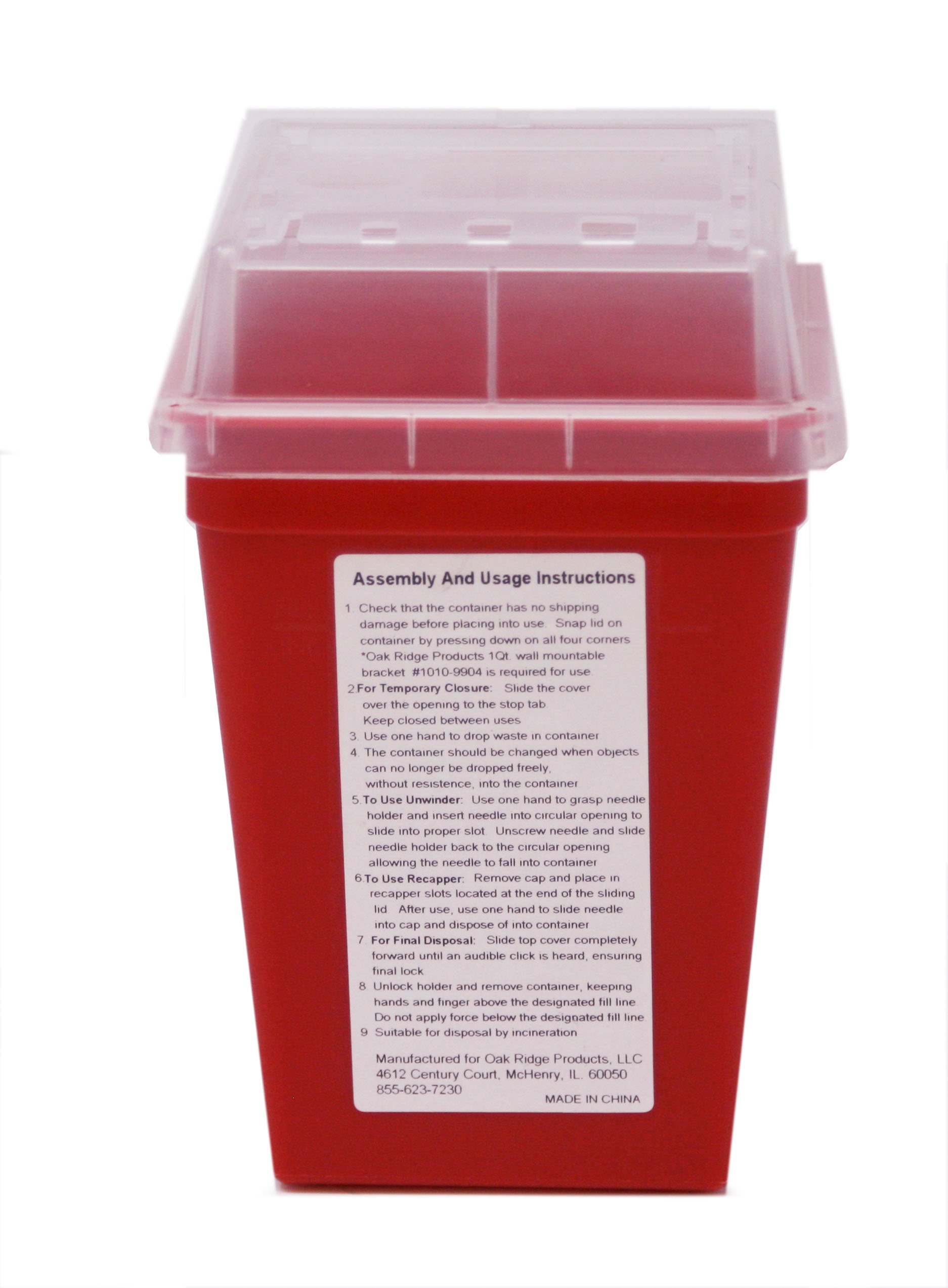 Oakridge 1 Quart Sharps Container and 100 Wipes A Bundled Savings
