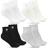 Glitopper 8 Pairs Bow Socks Women Coquette Socks with Embroidered Bow for Ladies Bridesmaid Birthday Party Gifts