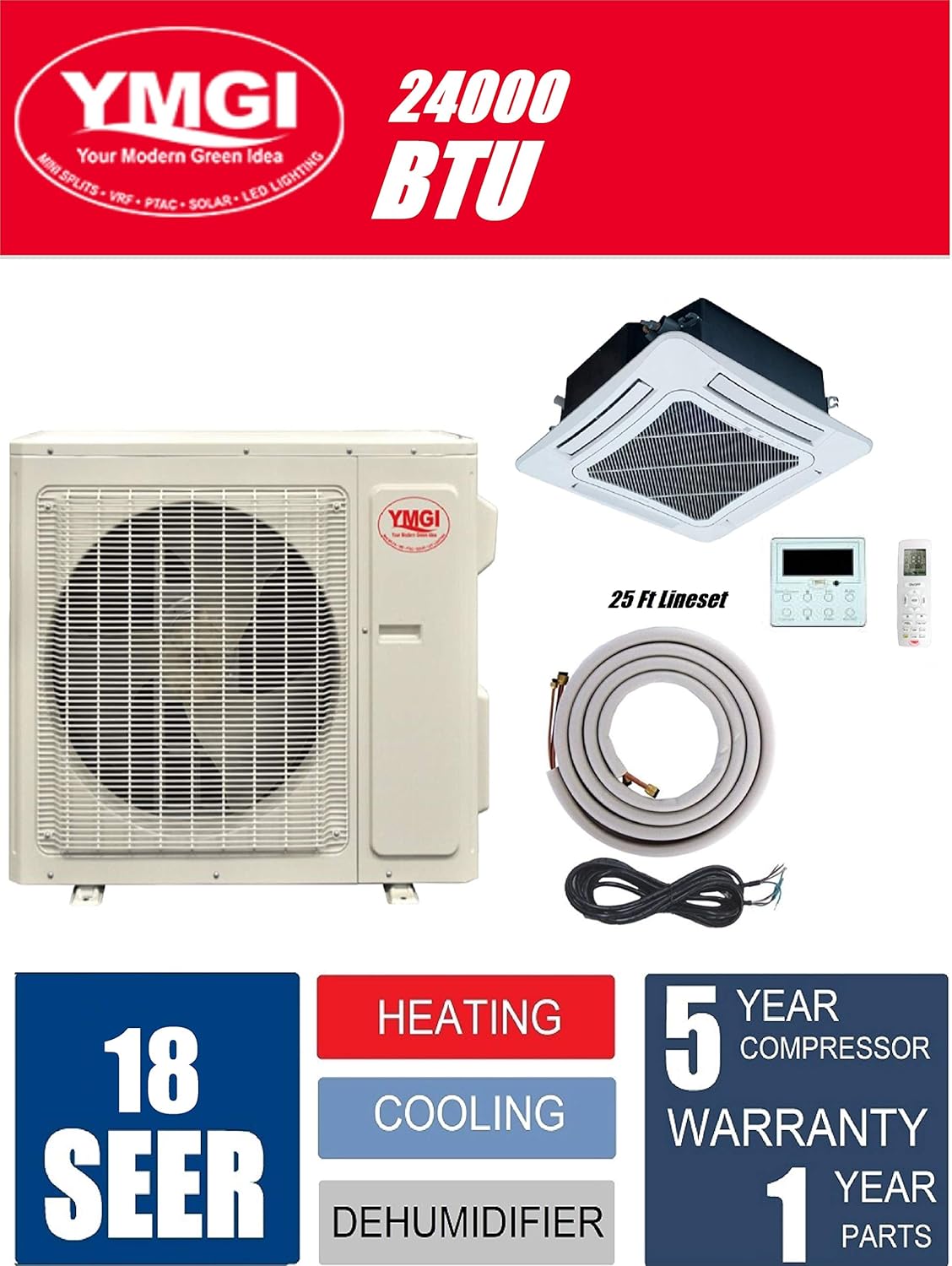 Amazon Com Ymgi Ductless Mini Split 24000 Btu 18 Seer Ceiling