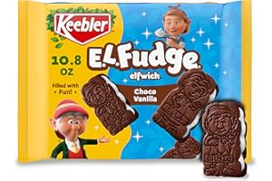 Keebler E.L. Fudge Elfwich Cookies, chocolate-y and vanilla flavor Sandwich Cookies, Fun Shaped Treat, 10.8 oz Pack