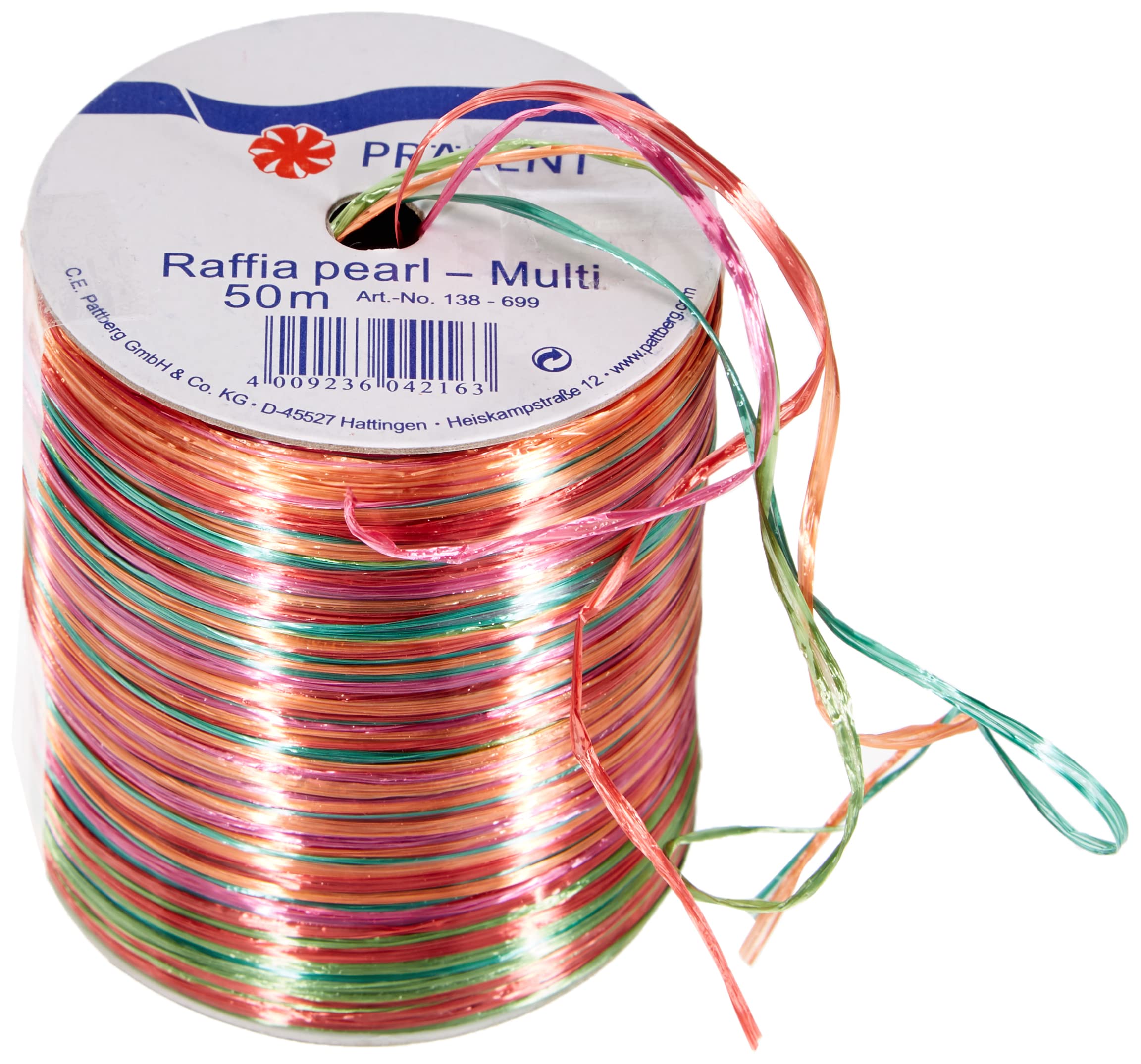 PRÄSENT - Rayon Raffia Biodegradable Ribbon Pink-Green 50 meter spool