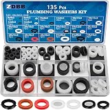 ZDBB 135 PCS Plumbing Washers Assorted Kit Flat Silicone Gasket Set